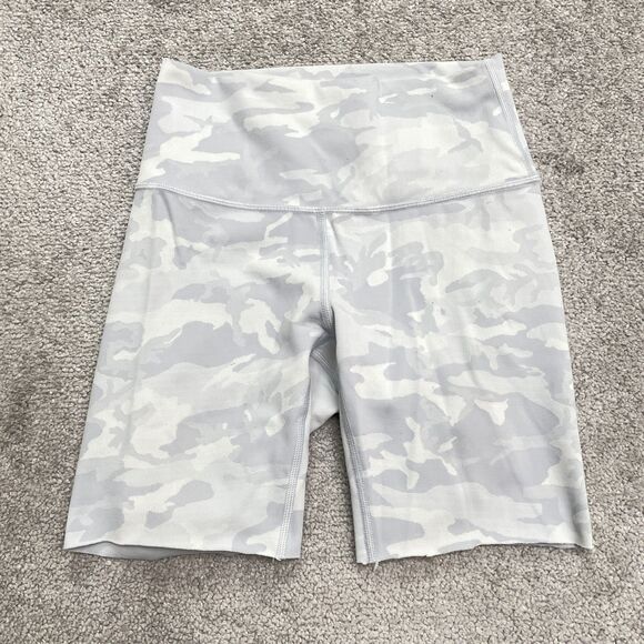 Lululemon Align Compression Biker Shorts Womens 6 Gray Camo Active Athletic Yoga - Picture 1 of 10